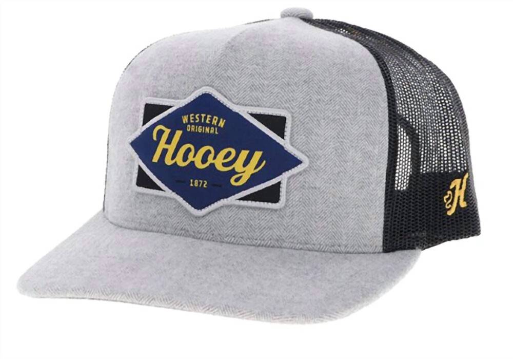 NEW HOOEY diamond patch 6-panel high profile cap in grey/black
